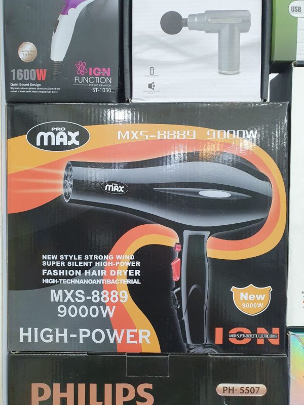 سشوار MXS-8889 | 9000 وات، باد قوی، فناوری آنتی‌باکتریال و کم‌صدا